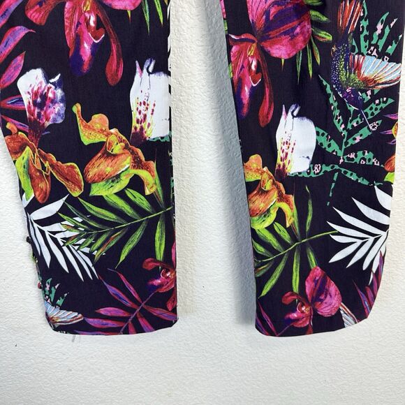 Soft Surroundings Pants Women Medium Stretch Crop Navy Floral Tropical Comfort - Picture 7 of 10